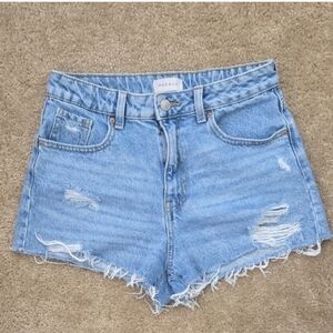 PacSun Women's Blue Ripped Jean Shorts